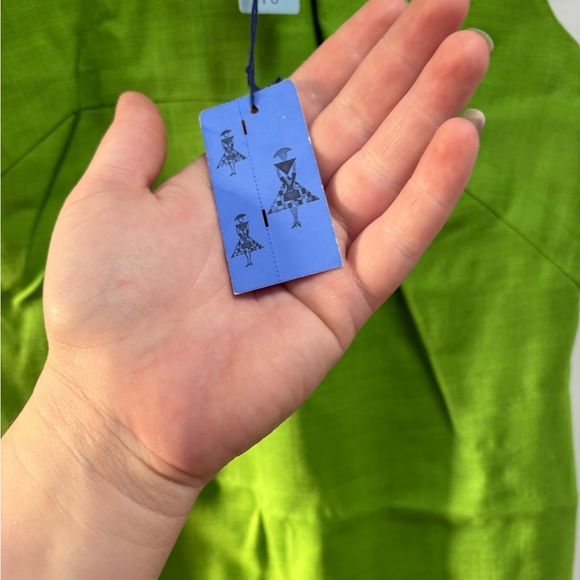 VTG 60's Linen Mock neck Midi Dress Bright Green Tags Still Attached - Picture 7 of 12